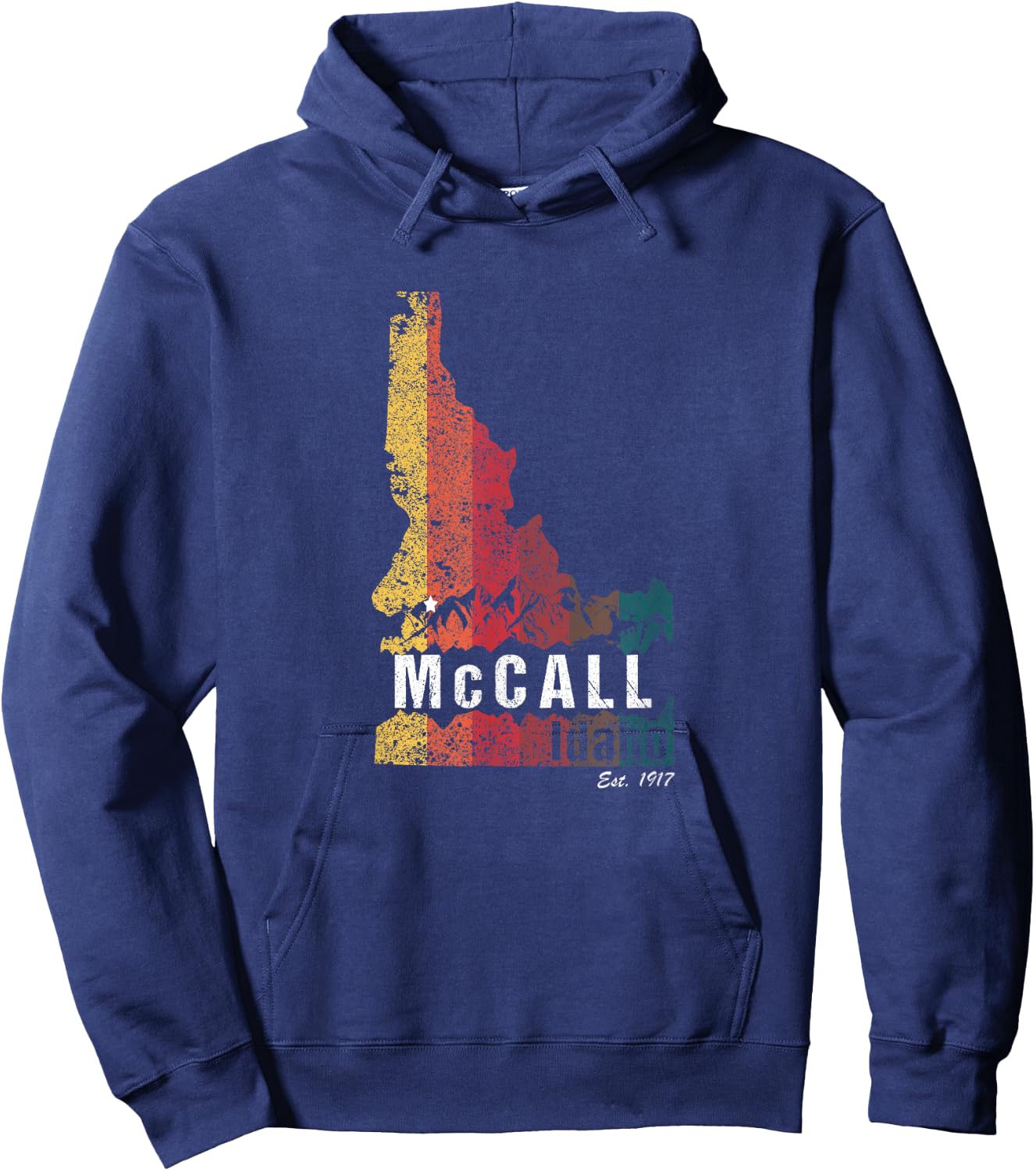 McCall Idaho ID Retro State Map Payette Lake Souvenir Hoodie - Hoodie | Navy