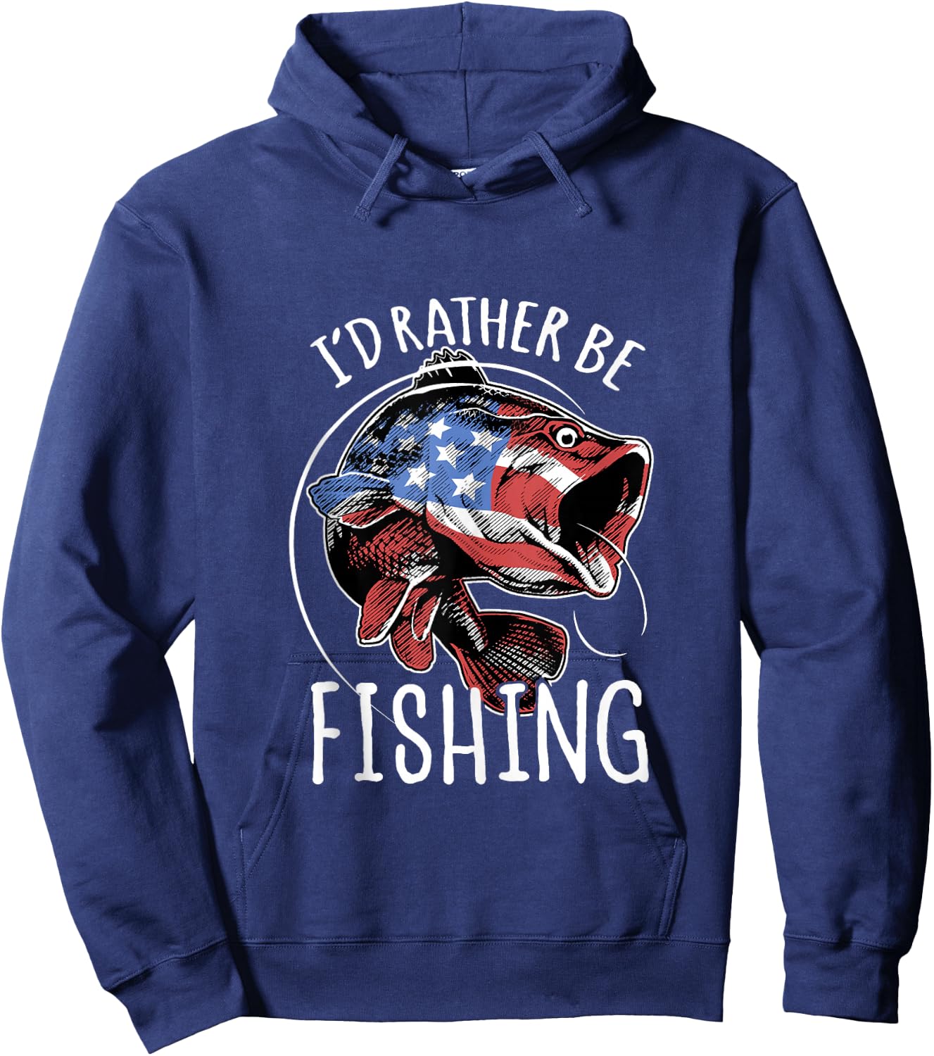 Fishing America USA 4th of July | I'd Rather Be Fishing Hoodie - Hoodie | Navy