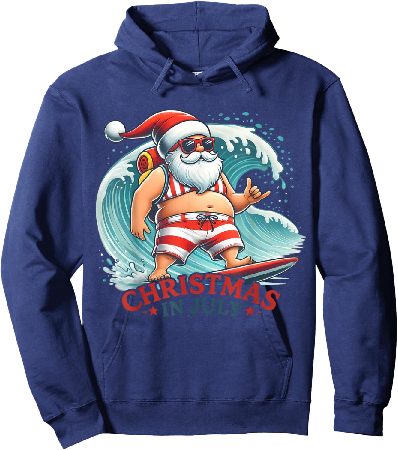Christmas in July Funny Boys Kids Santa Summer Xmas Hoodie - Hoodie | Navy