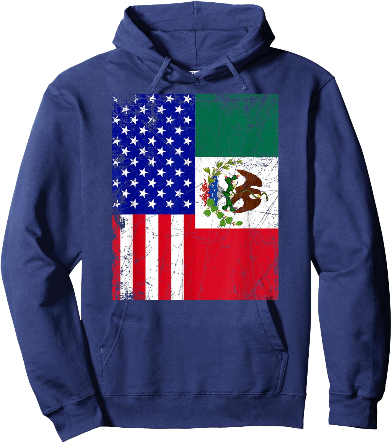 Mexican American Flag Shirt | Half Mexico Half USA Hoodie - Hoodie | Navy