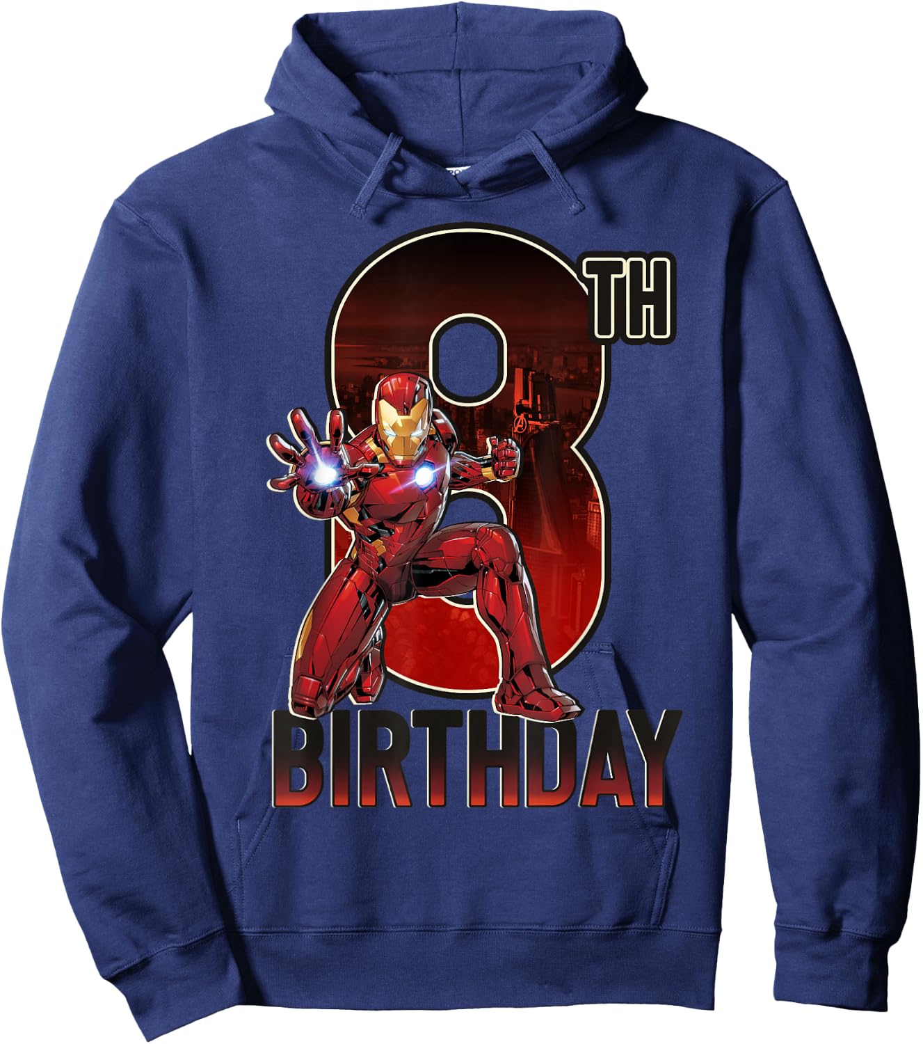 Marvel Iron Man 8th Birthday Action Pose Graphic Hoodie - Hoodie | Navy