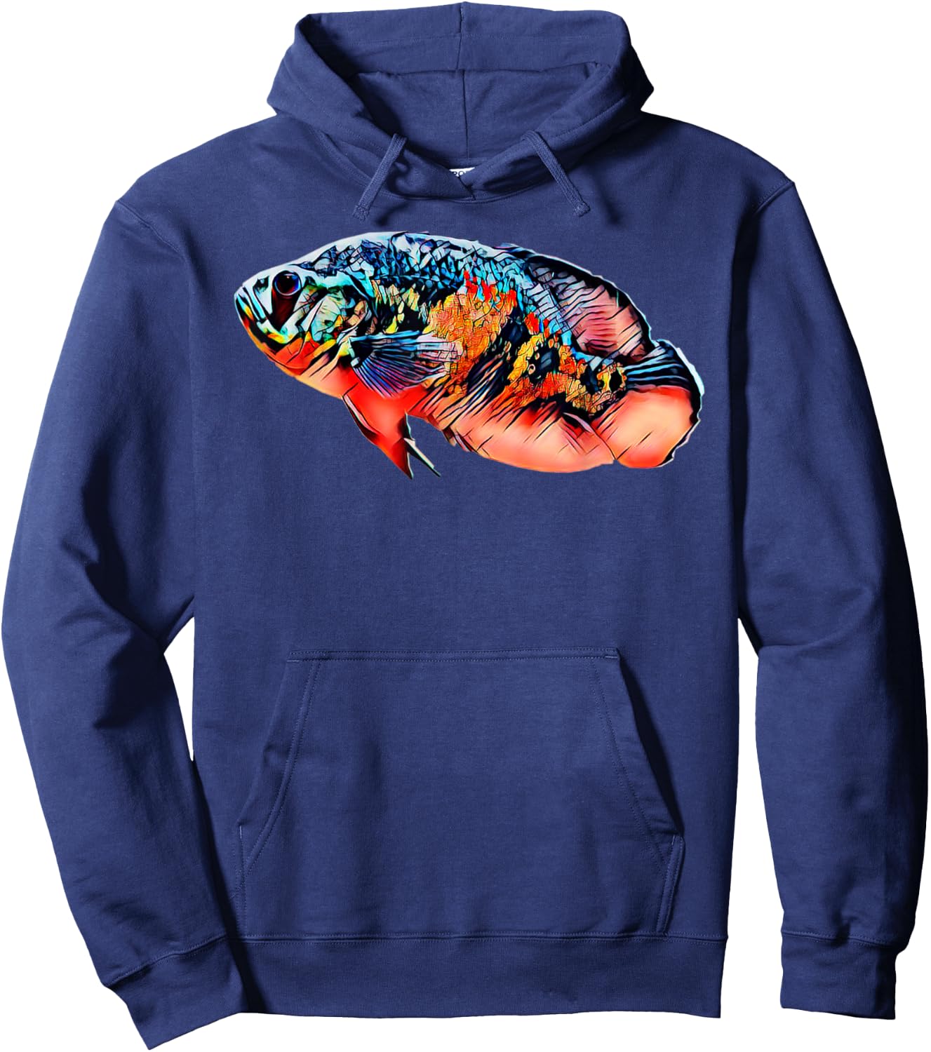 Scary Knight Clothing Tiger Oscar Cichlid Fish Hoodie - Hoodie | Navy
