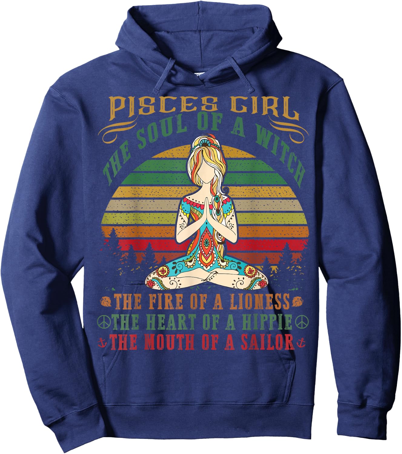 Pisces Girl for Yoga Black Women Birthday Gifts Hoodie - Hoodie | Navy