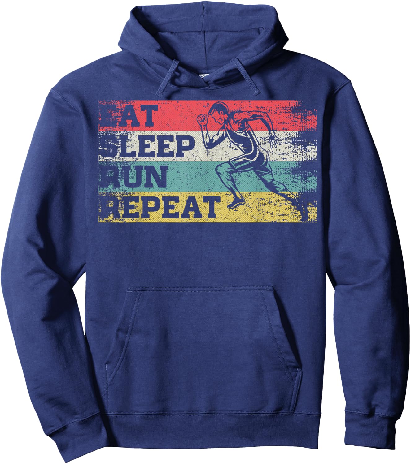 Vintage Retro Eat Sleep Run Repeat Funny Running Runner Gift Hoodie - Hoodie | Navy