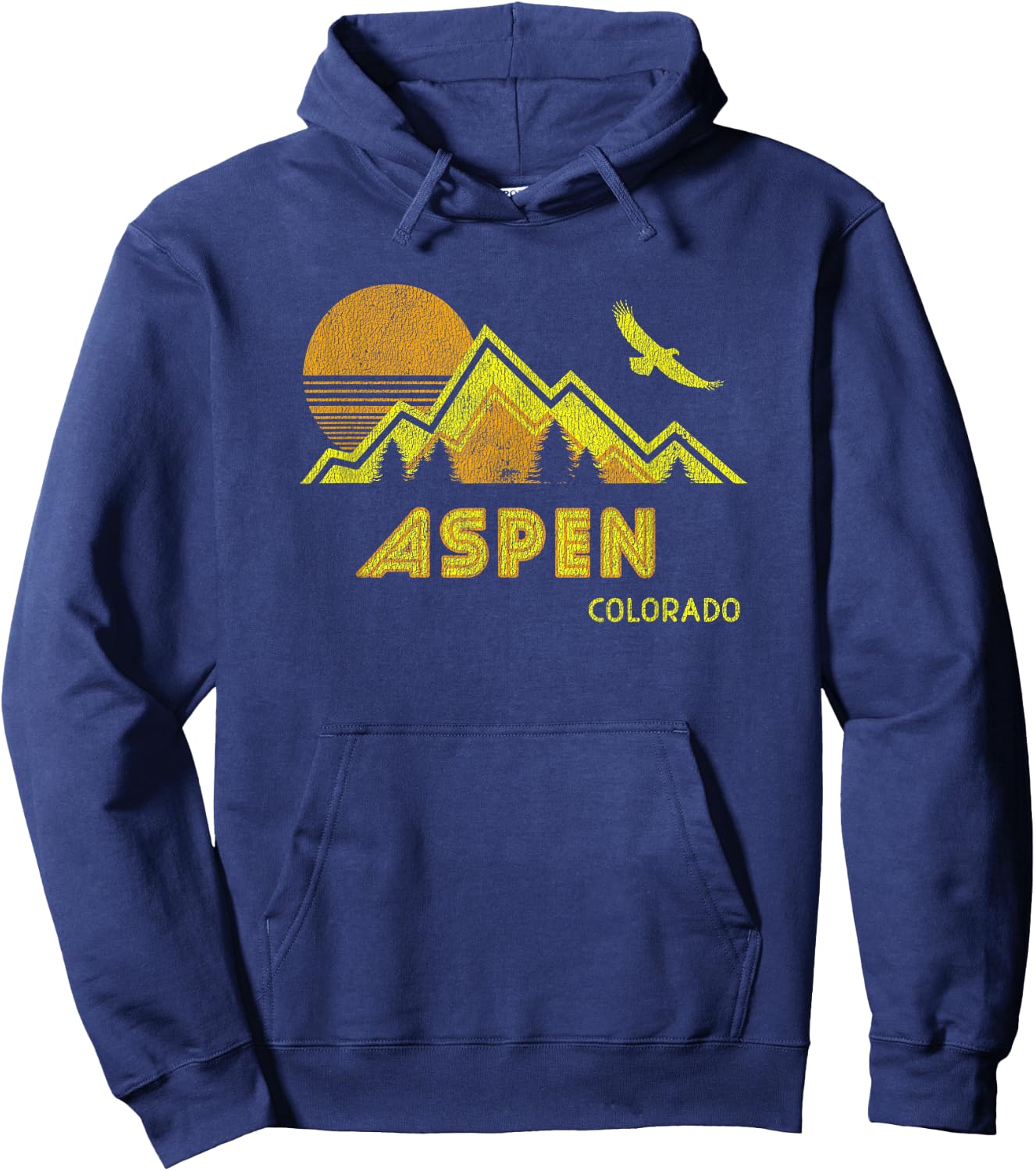 Retro Aspen Colorado Distressed Home Hoodie - Hoodie | Navy