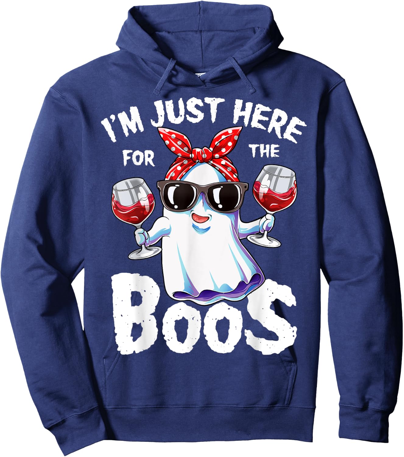 I'm Just Here For The Boos Halloween Women Ghost Cute Funny Hoodie - Hoodie | Navy