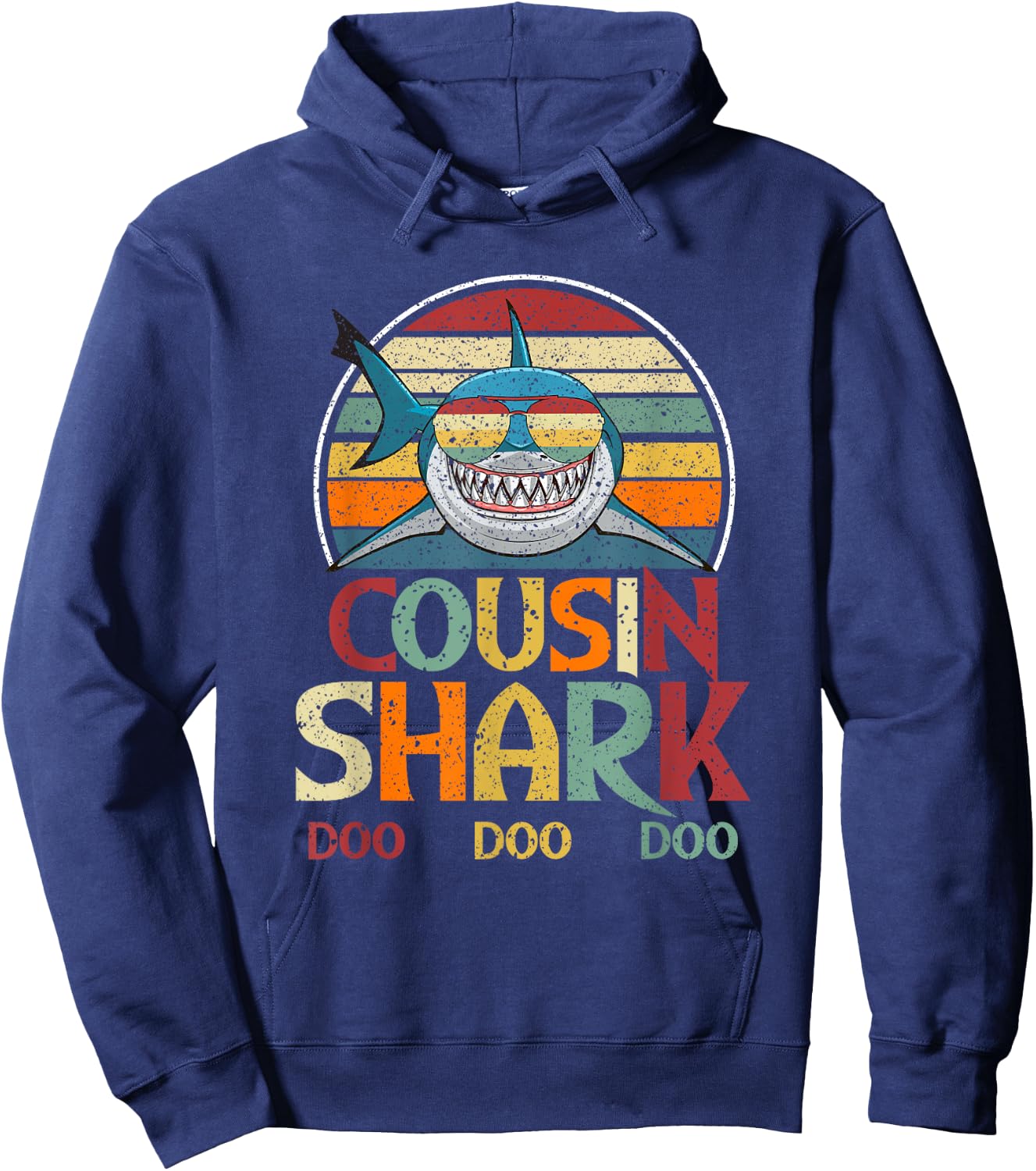 Retro Vintage Cousin Shark Gift Hoodie - Hoodie | Navy