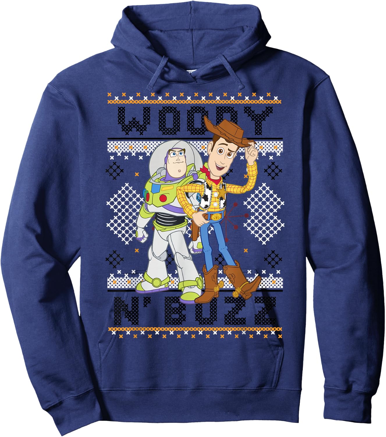 Disney Pixar Toy Story Christmas Ugly Sweater Buzz & Woody Hoodie - Hoodie | Navy