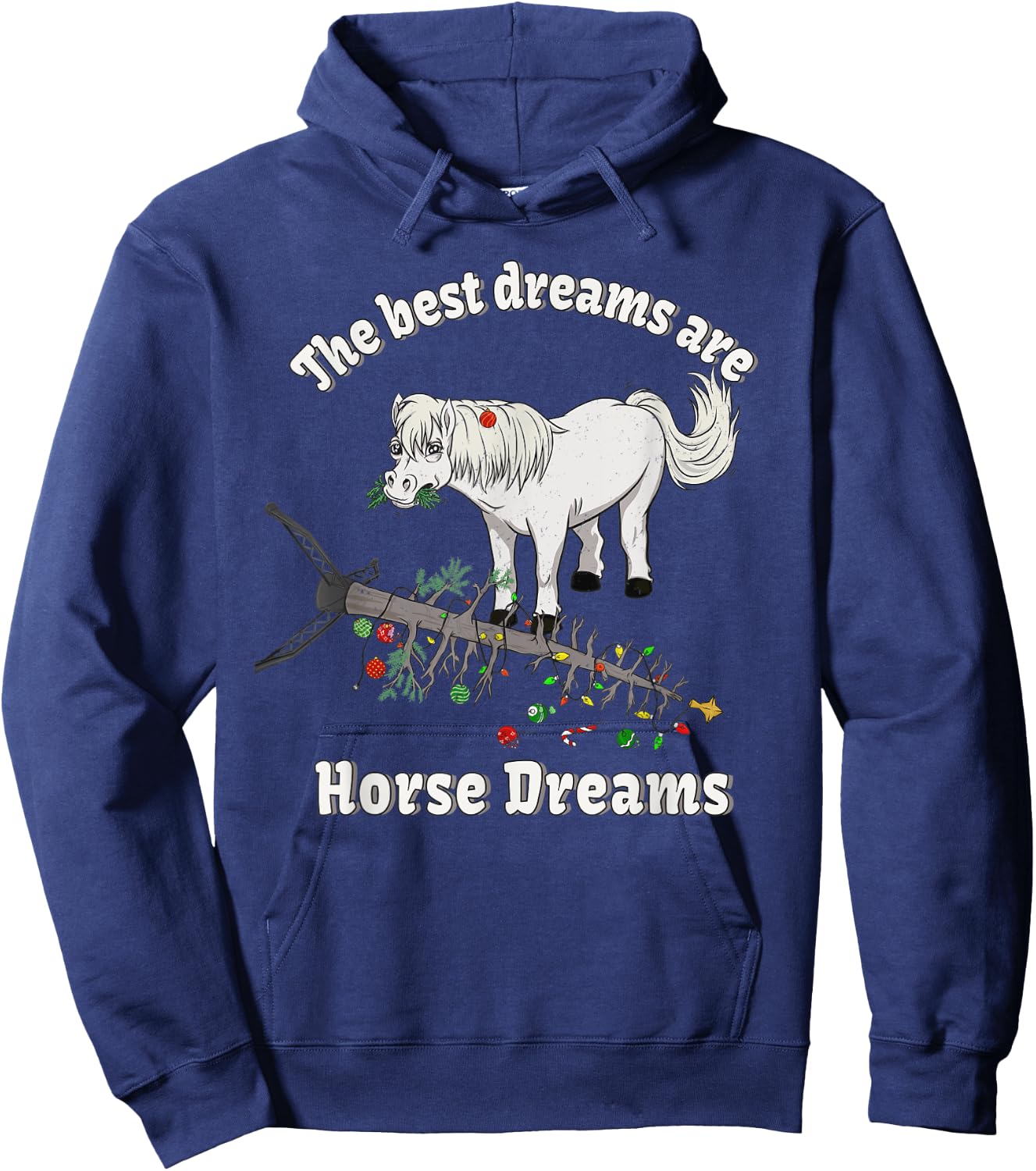 Icelandic Horse riding Shetland Pony Christmas Dreams Gift Hoodie - Hoodie | Navy