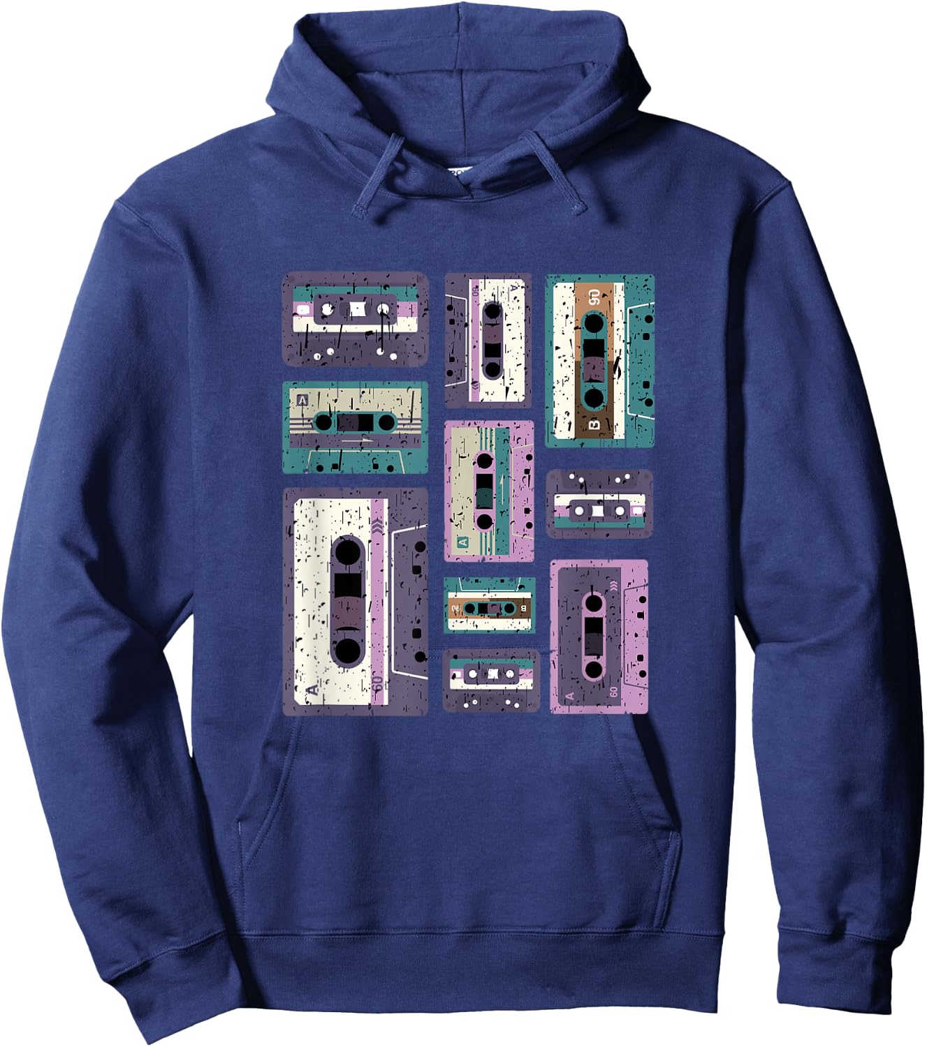 Vintage Cassette Tape Shirt Old School 80s 90s Retro Styled Hoodie - Hoodie | Navy