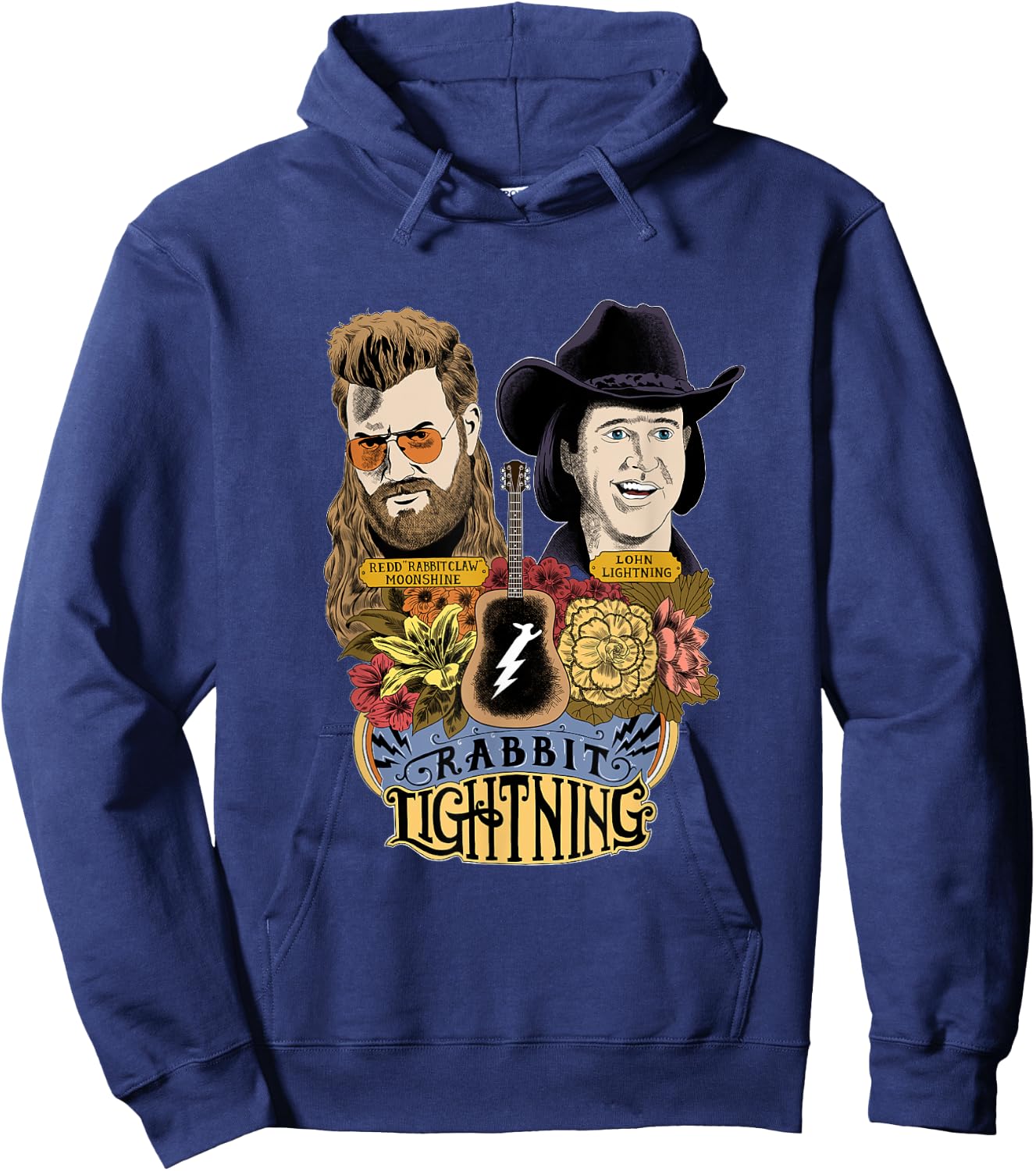 MYTHICAL Rabbit Lightning - Adults - Black - Small - Short Sleeve - Cotton, Polyester - Modern Lightning Print - Novelty Hoodie - Hoodie | Navy