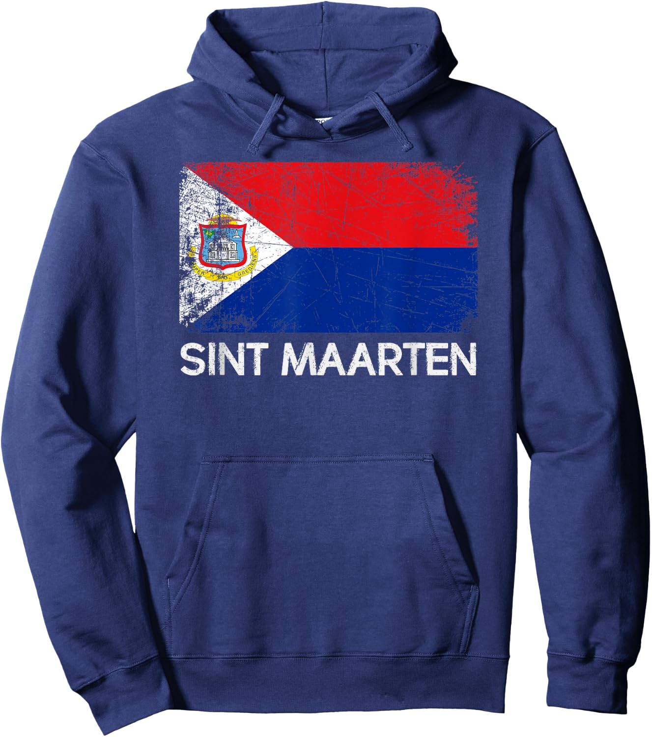 St Maarten Flag | Vintage Made In Sint Maarten Gift Hoodie - Hoodie | Navy