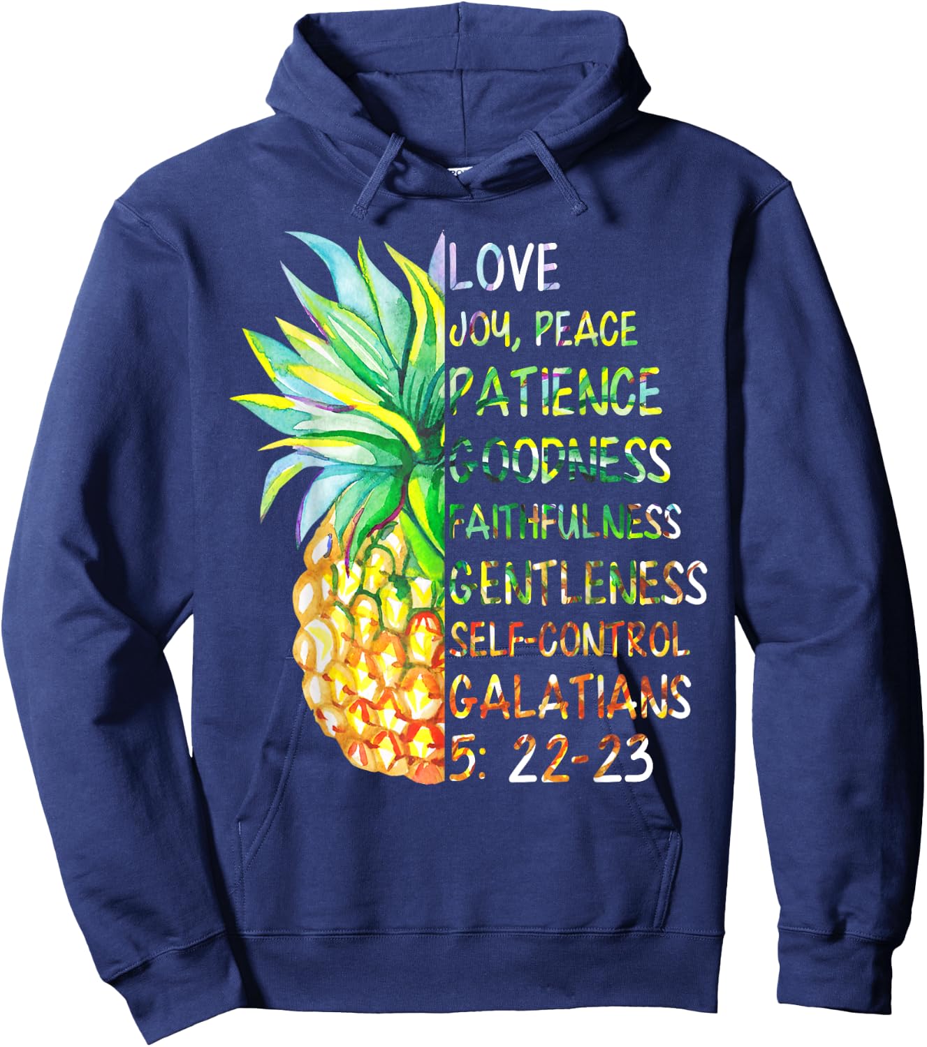 Pineapple Shirt Bible Fruit Of The Spirit Love Joy Peace Hoodie - Hoodie | Navy