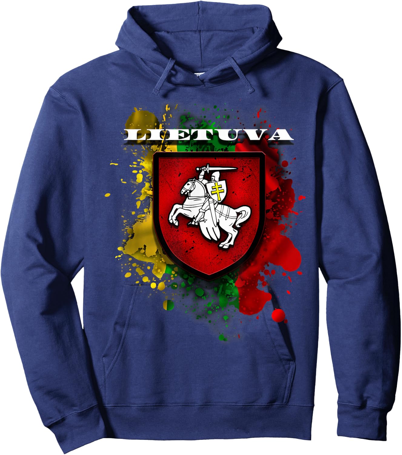 Lithuania Gift National Attributes Flag And Vytis Hoodie - Hoodie | Navy