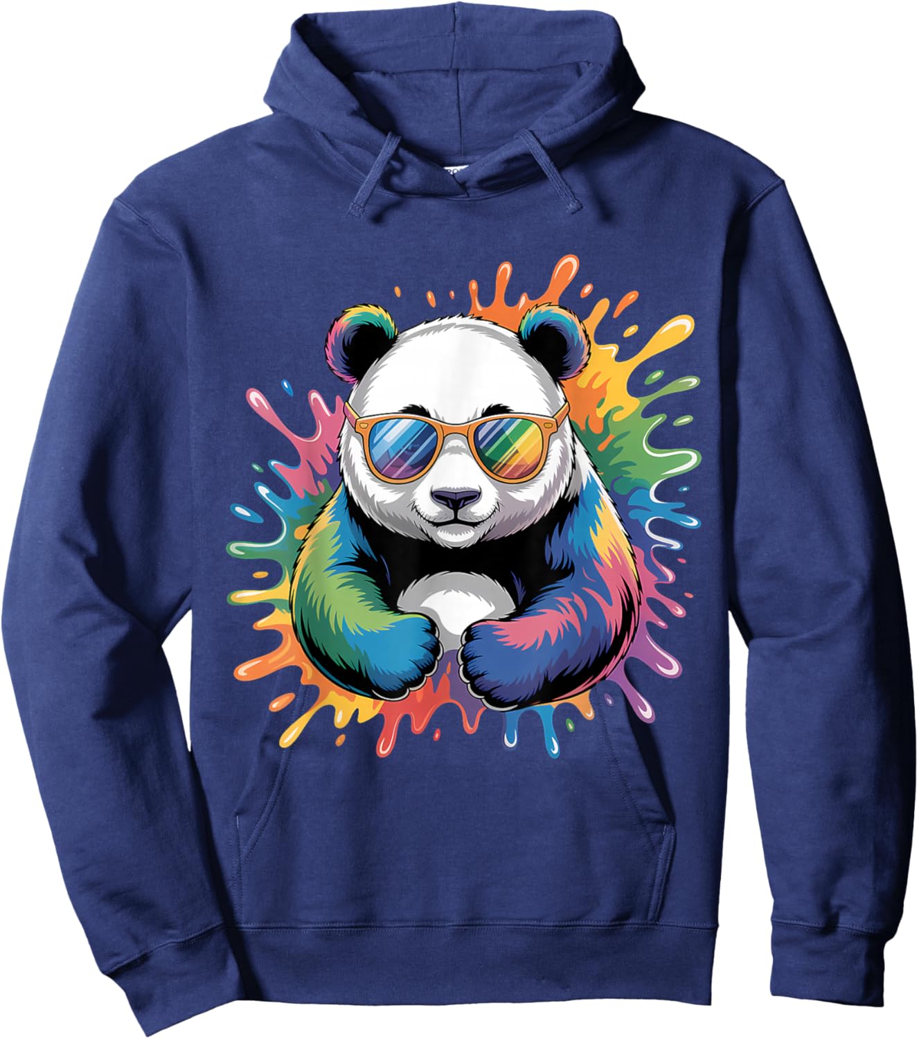 Panda with Sunglasses Graphic Motif Animal Funny Panda Bear Hoodie - Hoodie | Navy