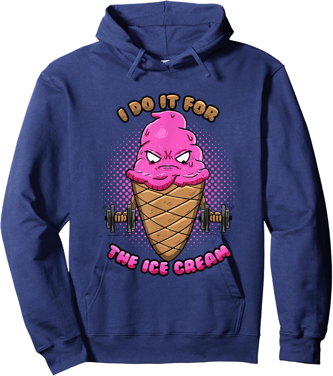 Strawberry Ice Cream Workout Funny Gym Fitness Gift Hoodie - Hoodie | Navy
