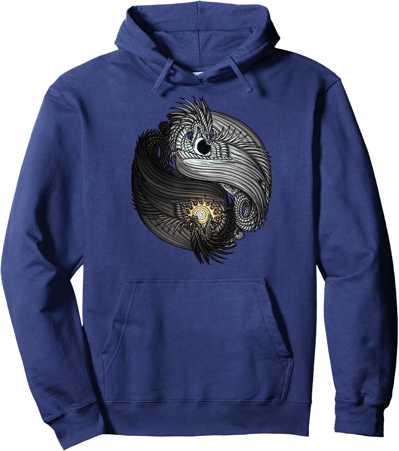 The Dreaming Dragon Sun and Moon Yin Yang Dragons Hoodie - Hoodie | Navy