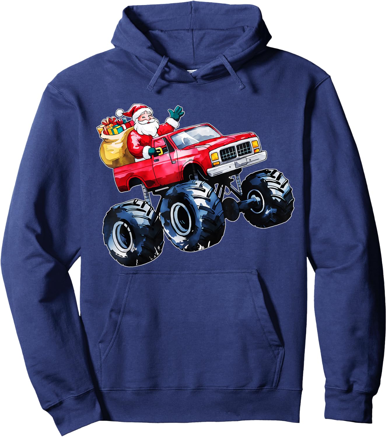 Christmas Santa Monster Truck Xmas Boys Kids Toddler Youth Hoodie - Hoodie | Navy