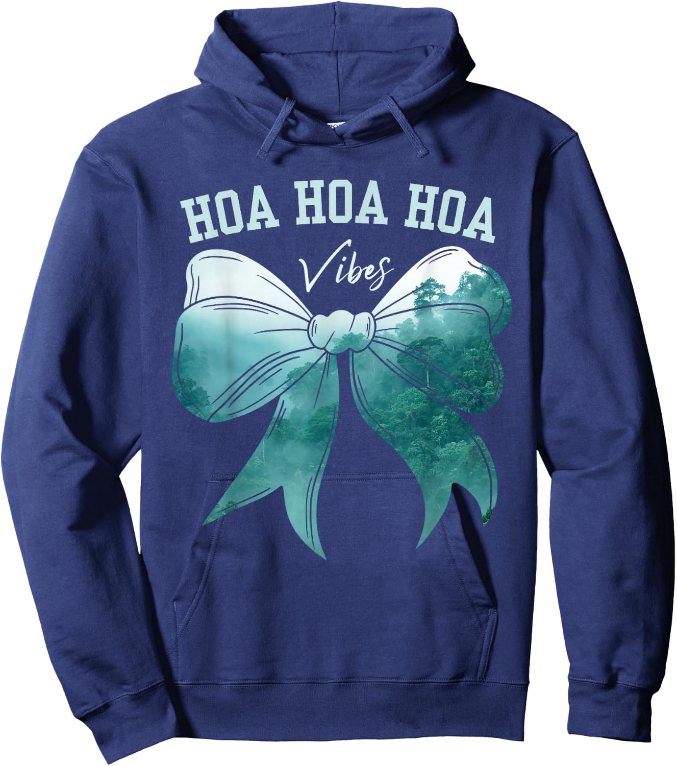 Cute Bow Fall Forest Rainy Gray Weather Hoa Hoa Hoa Vibes Hoodie - Hoodie | Navy