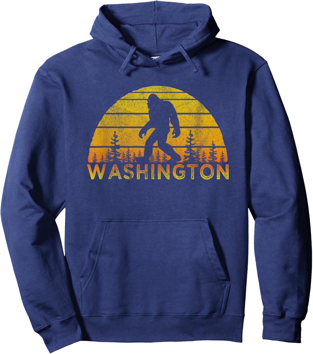 Bigfoot State Of Washington Sunset Hoodie - Hoodie | Navy
