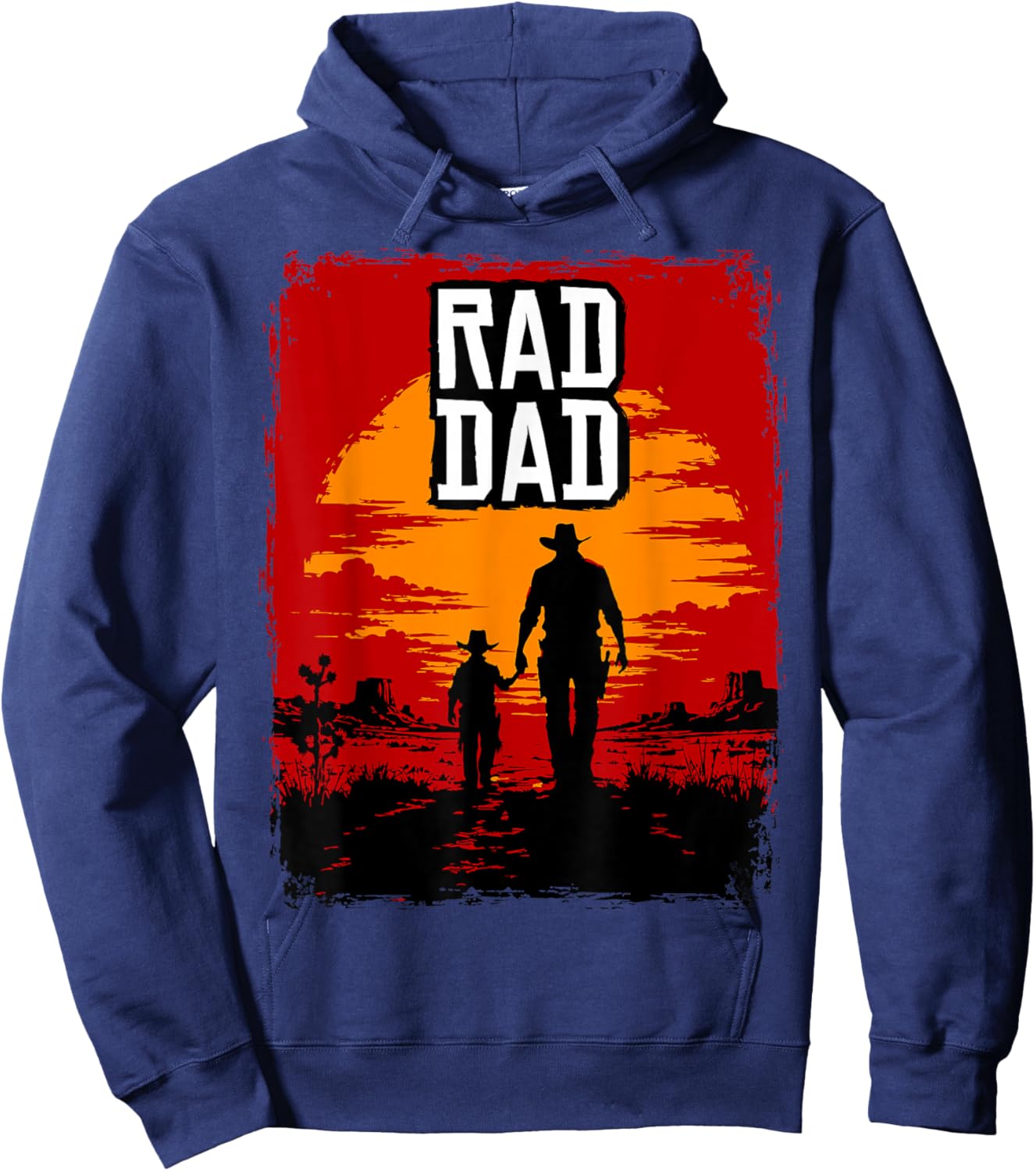 Rad Dad Father and Son Western Sunset Graphic Hoodie - Hoodie | Navy