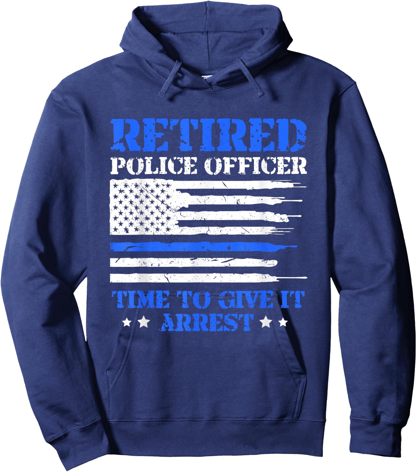 Police Officer Retirement Appreciation Gift Shirts -Adults Black Modern Letter Print Small Short Sleeve Hoodie - Hoodie | Navy