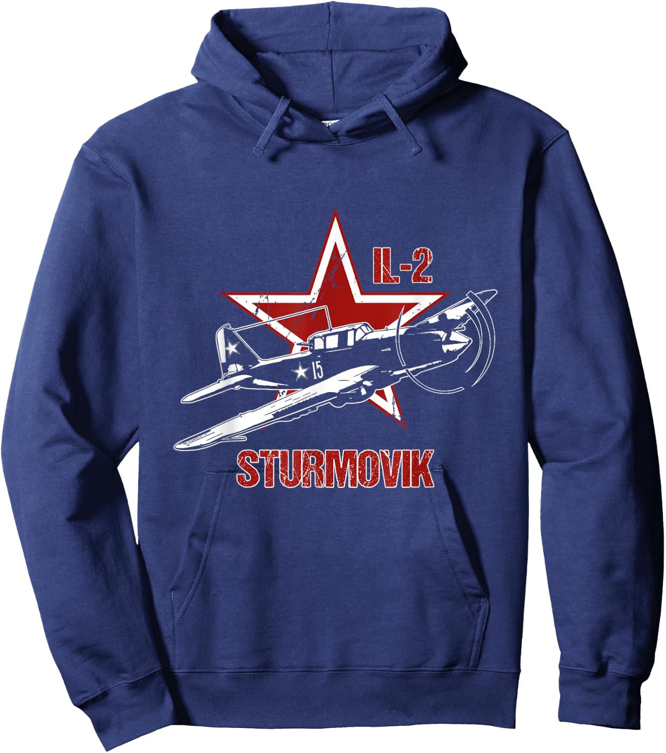 Ilyushin IL2 Sturmovik Russian Star Warbird Aircraft WW2 Red Hoodie - Hoodie | Navy