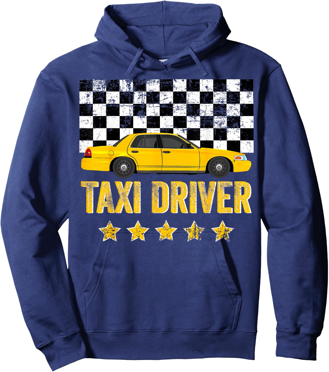 Taxi Cab Driver Vintage Checker Gift Dads & Kids Hoodie - Hoodie | Navy