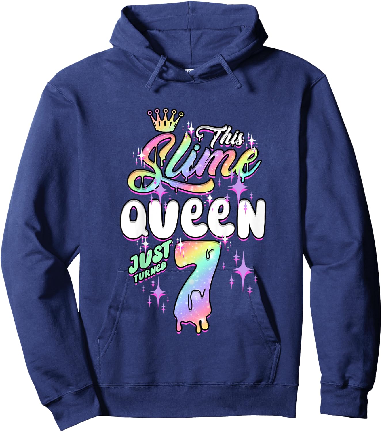 Kids This Slime Queen Just Turned 7 Birthday Hoodie - Hoodie | Navy