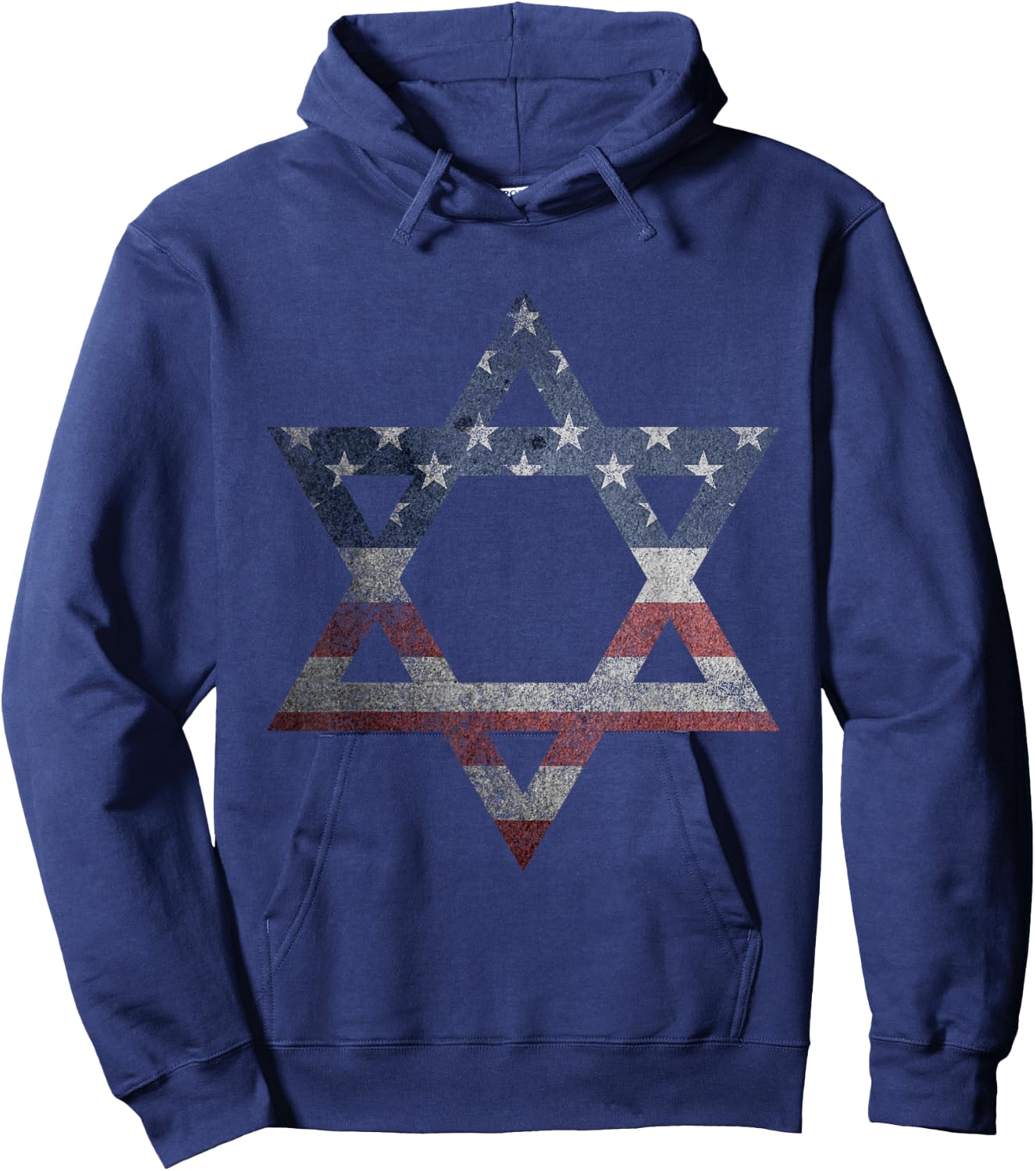 Distressed Star of David Jews Jewish Gifts USA American Flag Hoodie - Hoodie | Navy