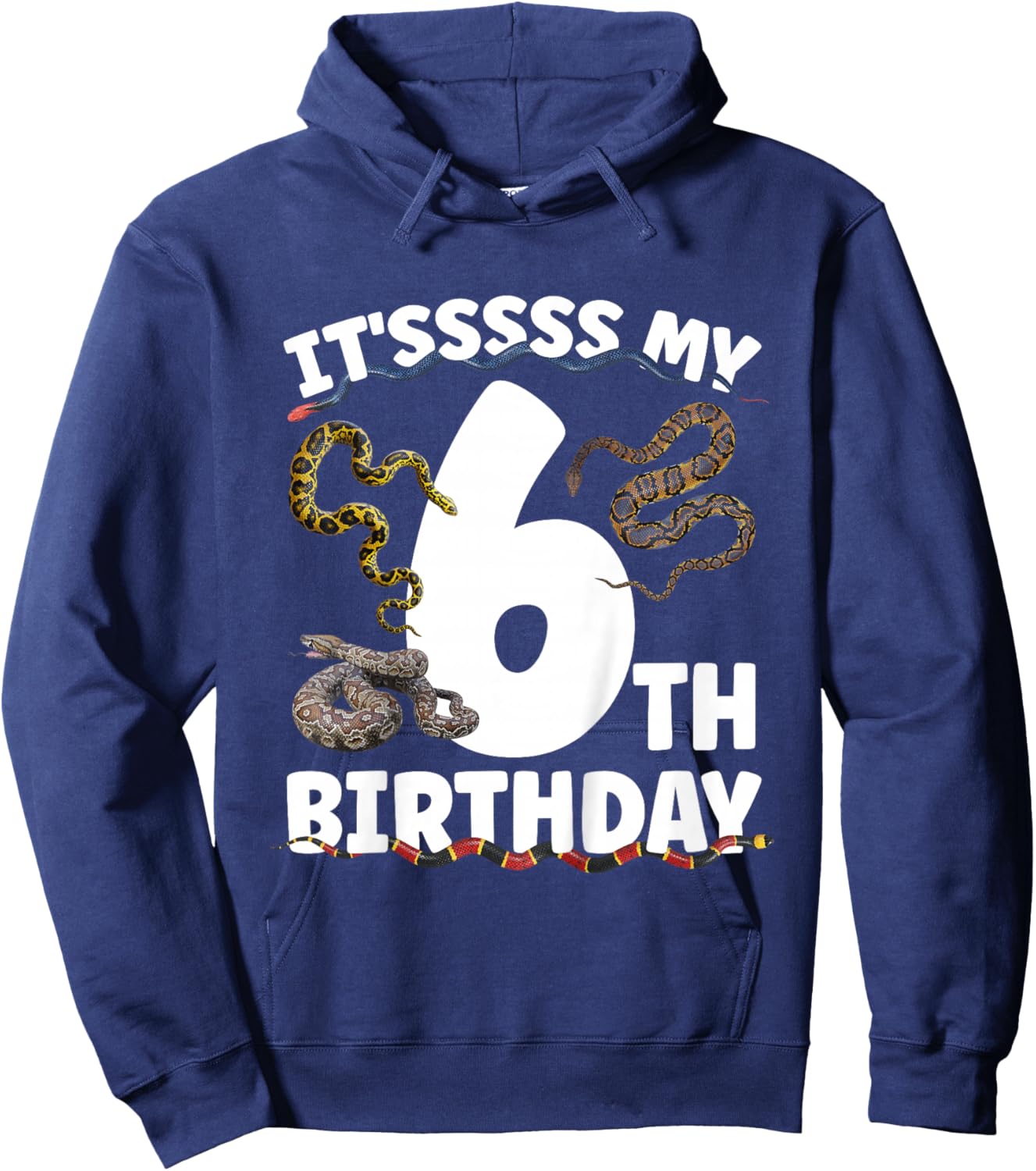 6th Snake Birthday Party 6 Year Old Snake Lover Birthday Hoodie - Hoodie | Navy