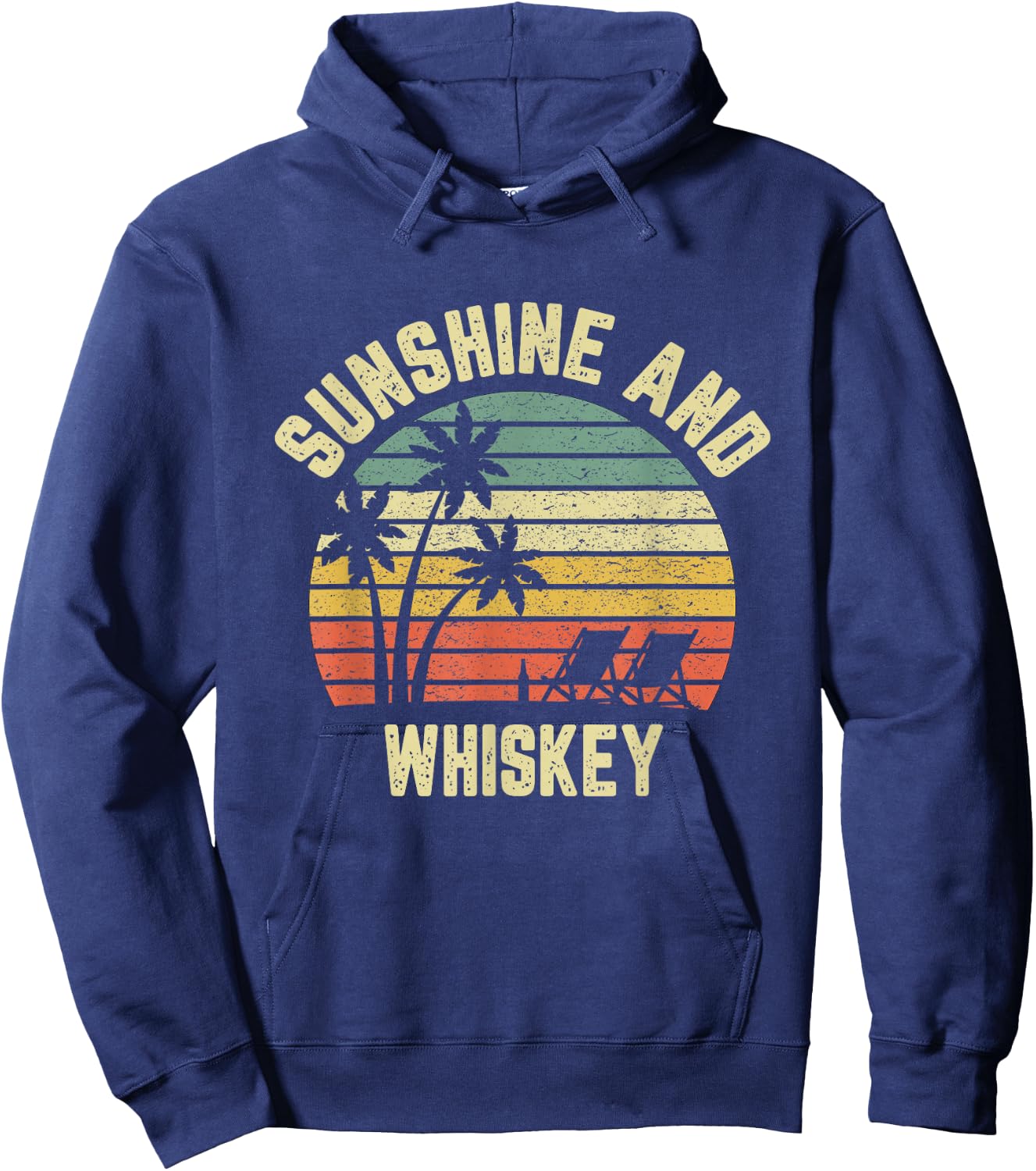 Vintage Sunshine and Whiskey Shirt Cool Retro Summertime Women Hoodie - Hoodie | Navy