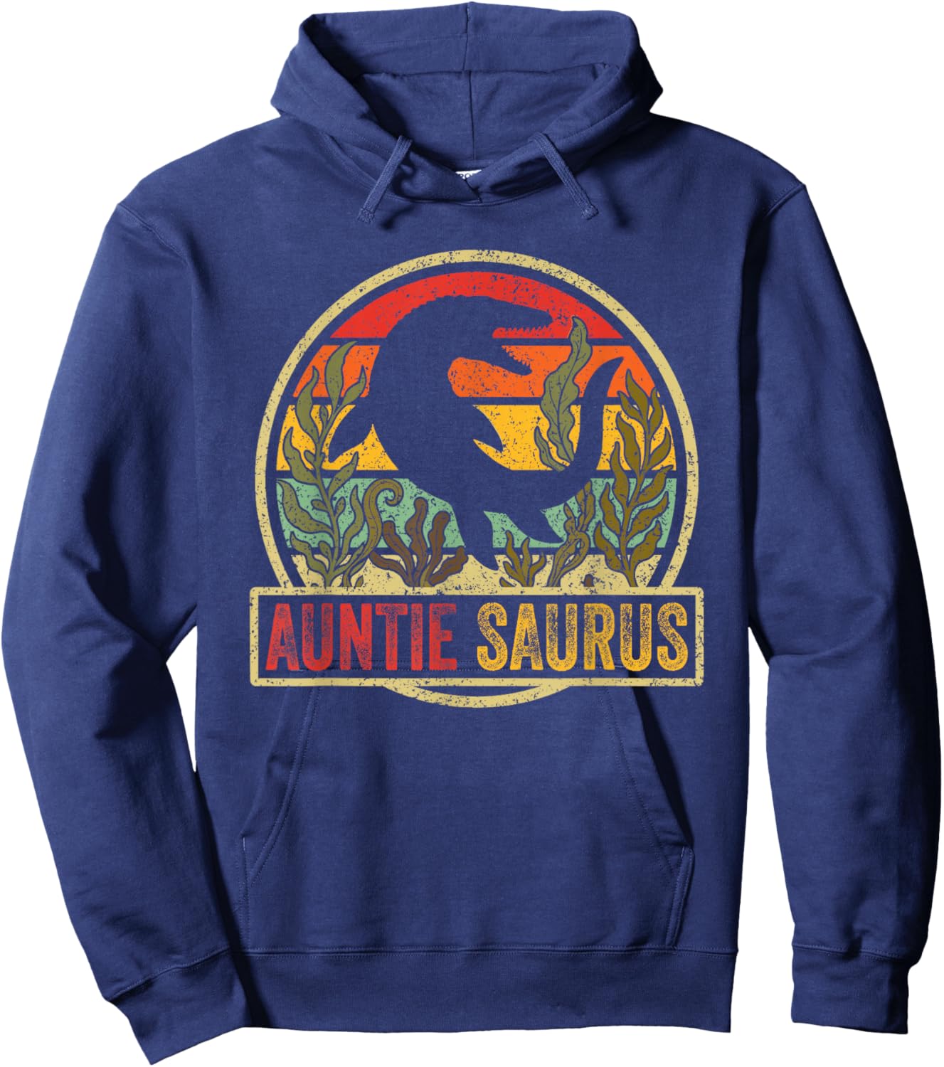Vintage Retro Auntie Saurus SeaRex Mosasaurus Dinosaur Women Hoodie - Hoodie | Navy
