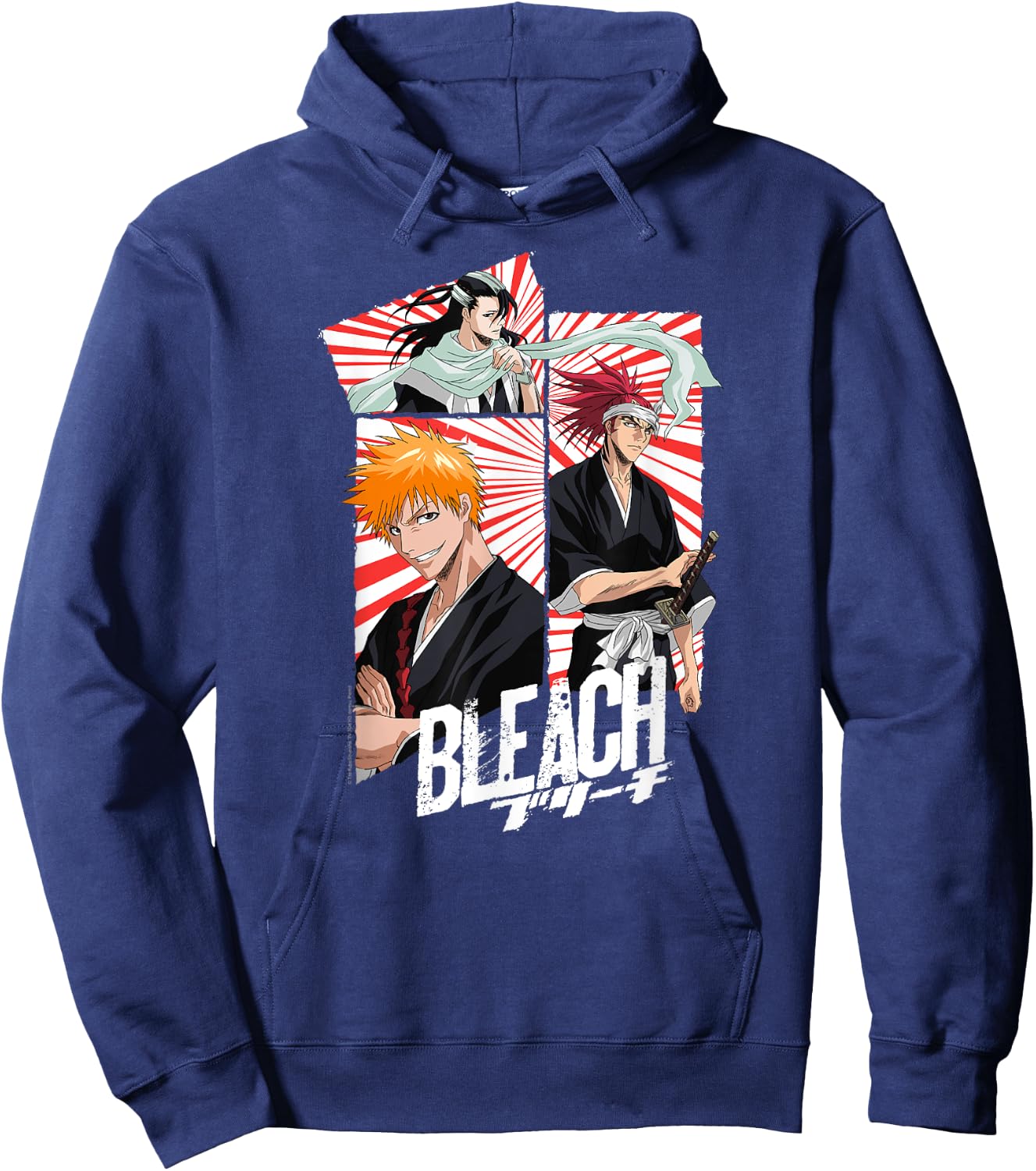 Bleach 3 Panel Mask and Scarf Anime Hoodie - Hoodie | Navy