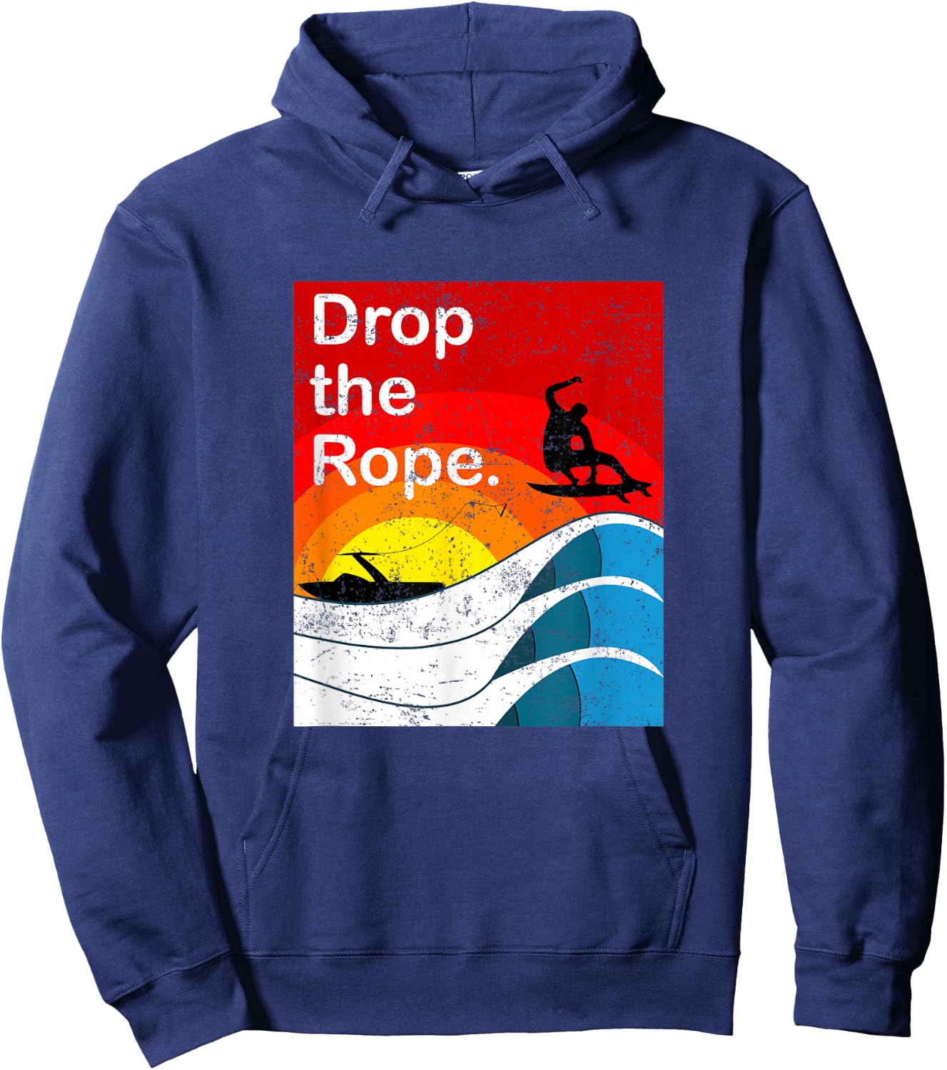 Drop the Rope Wakesurfing Wakesurf Vintage Wake Surf Hoodie - Hoodie | Navy