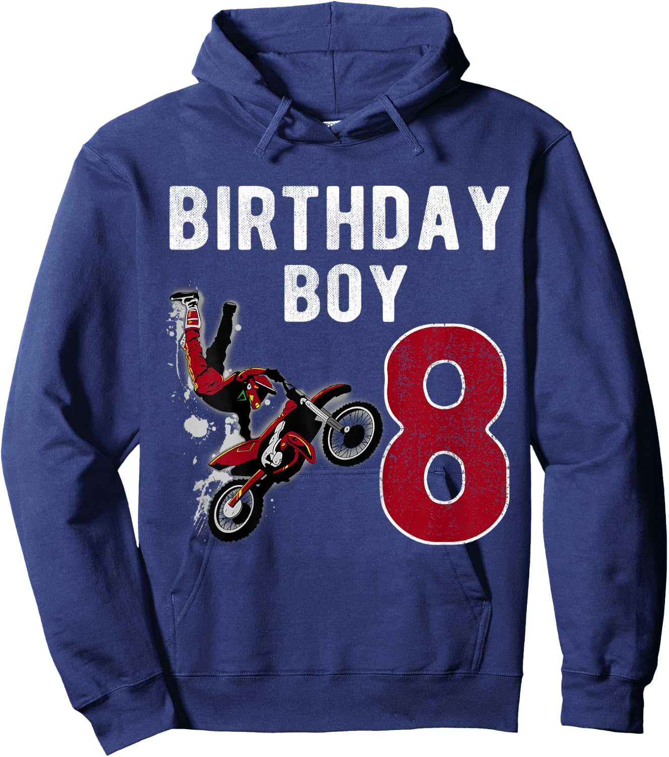 Kids Dirt Bike 8 Years Old Gift Kids Birthday Boy Happy Hoodie - Hoodie | Navy