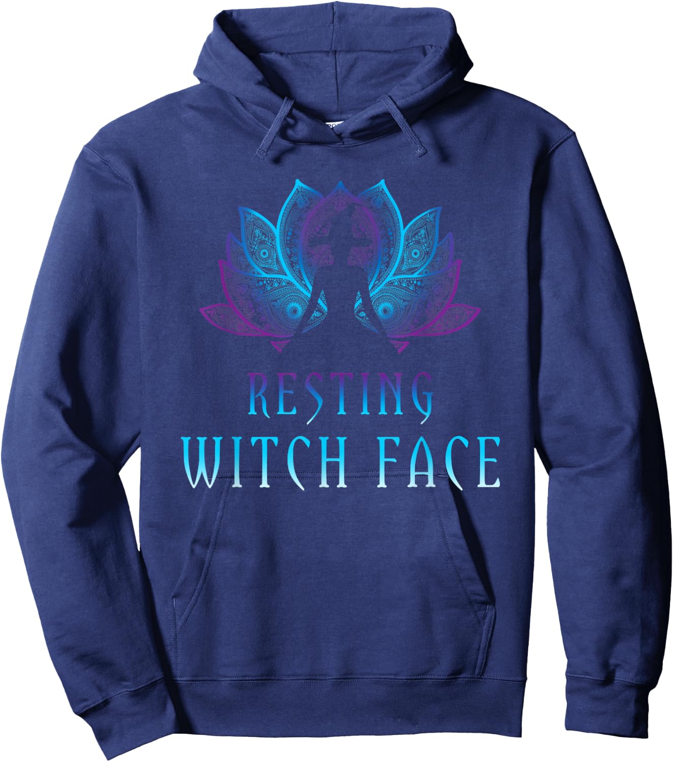 Resting Witch Face Lotus Funny Halloween Yoga Witch Costume Hoodie - Hoodie | Navy