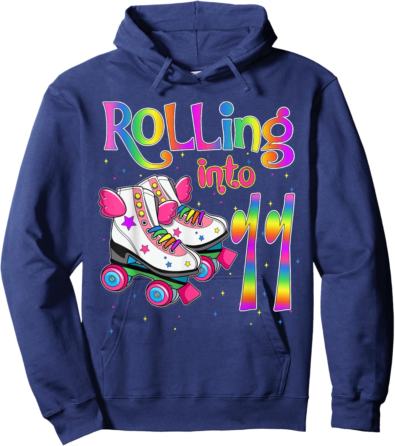 Rolling Into 11 Years Lets Roll I'm Turning 11 Roller Skate Hoodie - Hoodie | Navy
