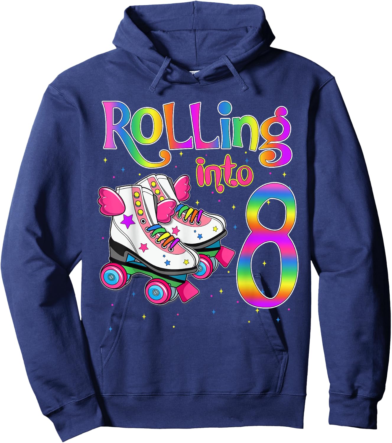 Rolling Into 8 years Let's Roll I'm Turning 8 Roller Skate Hoodie - Hoodie | Navy