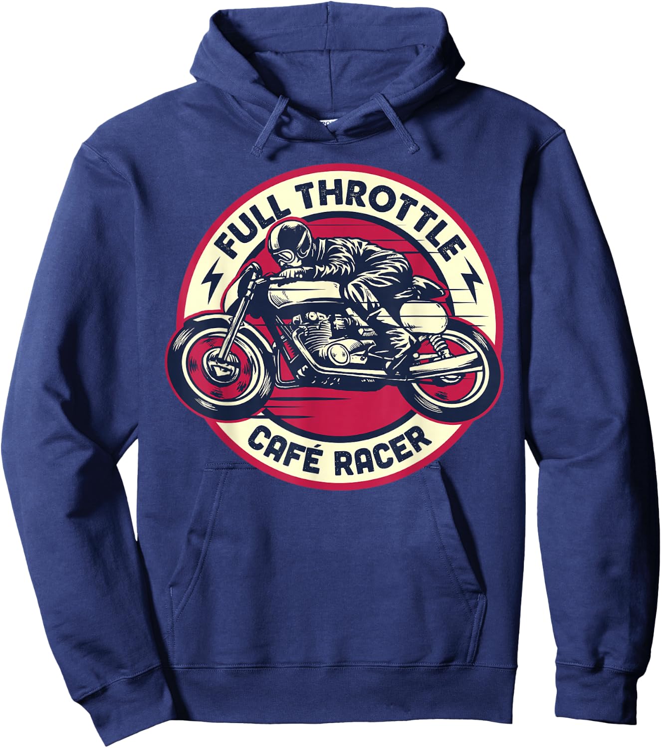 Cafe Racer - Full-Throttle - Vintage Motorcycle Hoodie - Hoodie | Navy