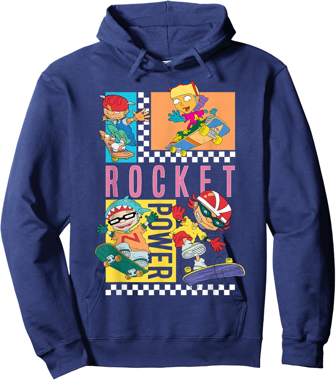 Checkerboard Rocket Power Grid Design Hoodie - Hoodie | Navy