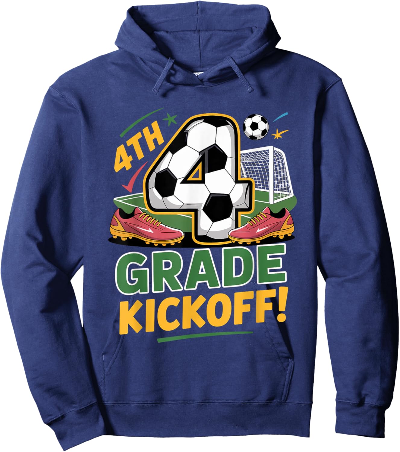 4th Grade Soccer Kickoff Back to School Kids Fourth Day Boys Hoodie - Hoodie | Navy