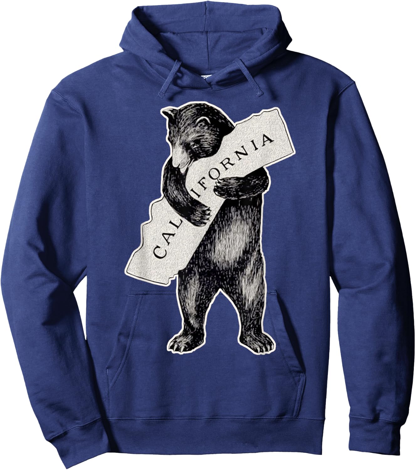 California Love Art-Retro Cali Bear Hug California Hoodie - Hoodie | Navy