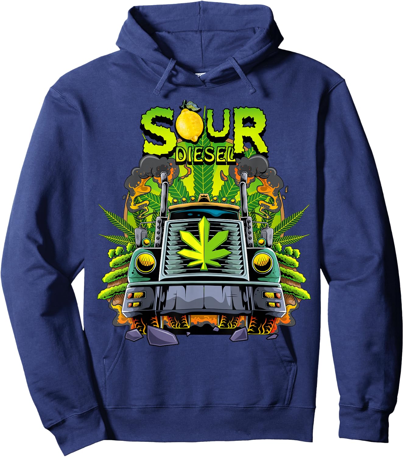 Weed Sour Diesel Strain Truck Cannabis Men Women Sour Diesel Hoodie - Hoodie | Navy