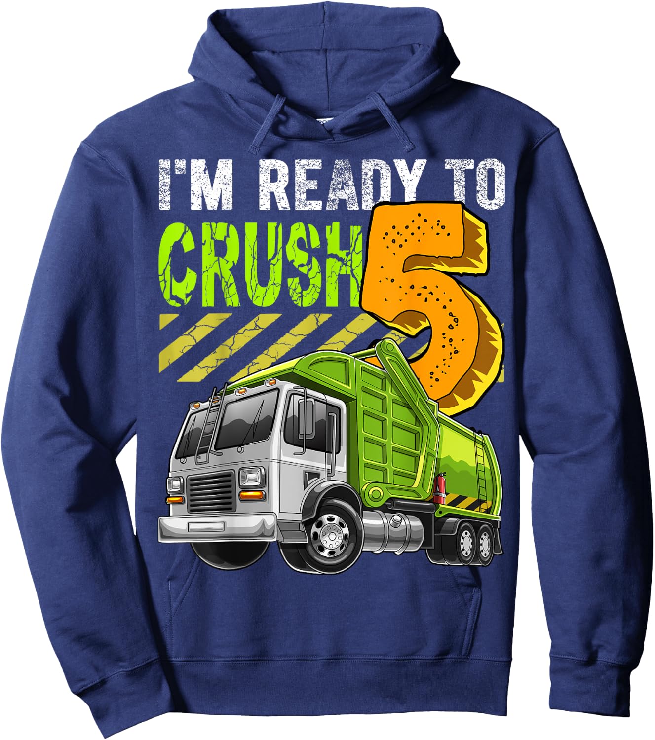 Garbage Truck 5th Birthday Party Birthday Boy Gift Kids Hoodie - Hoodie | Navy