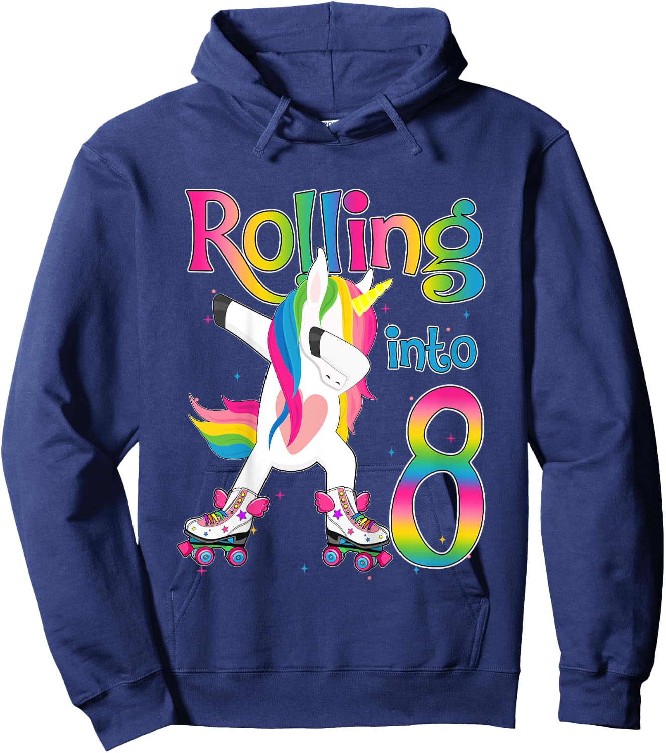 Rolling Into 8 years Let's Roll I'm Turning 8 Roller Skate Hoodie - Hoodie | Navy