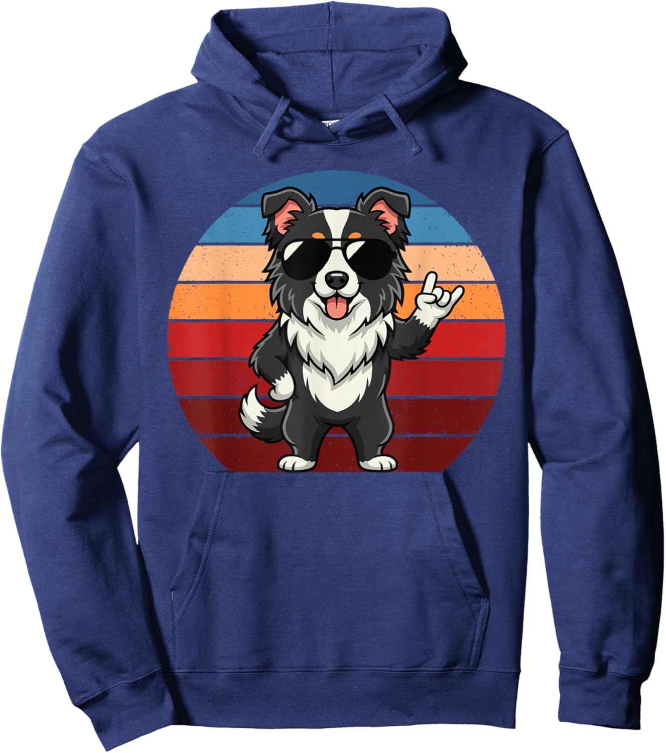 Retro Border Collie Mom Funny Border Collie Hoodie - Hoodie | Navy