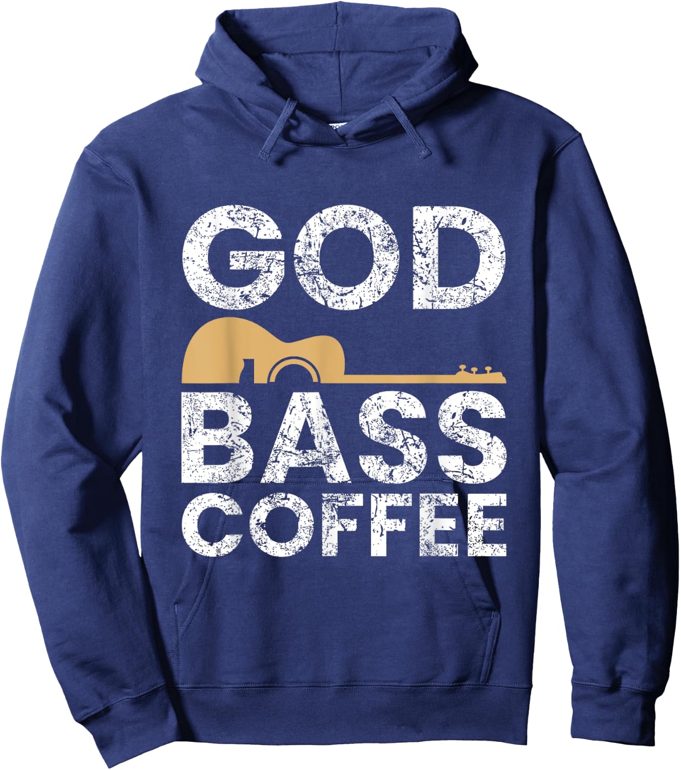 God Bass Coffee Guitar Christian Religious Church Music Gift Hoodie - Hoodie | Navy