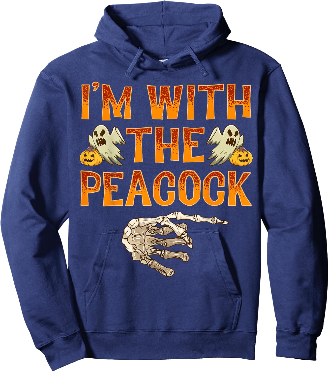 I'm With The Peacock Shirt Costume Funny Halloween Couple Hoodie - Hoodie | Navy