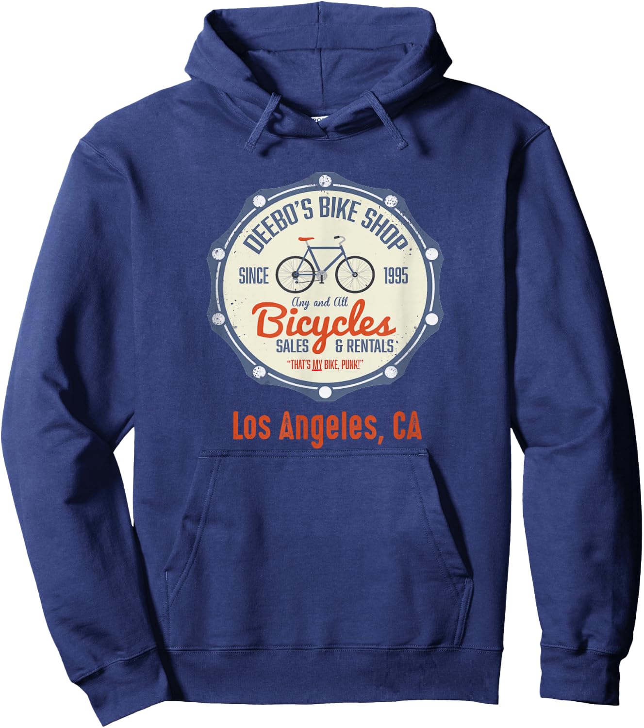 Los Angeles Shirts | Funny DEEBOS BIKE RENTALS Joke Shirt Hoodie - Hoodie | Navy